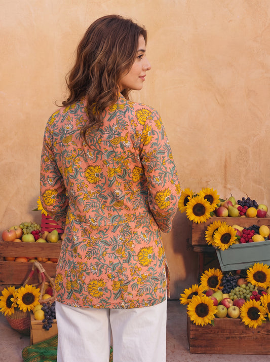 RUHANI | Peach Floral Kurti