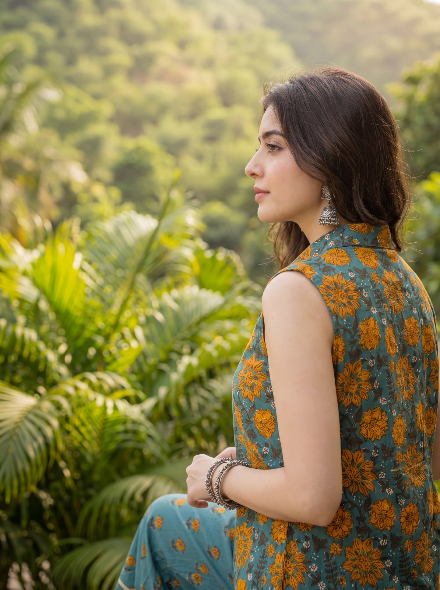 KAIRA | Teal Marigold Cotton Co-ord Set