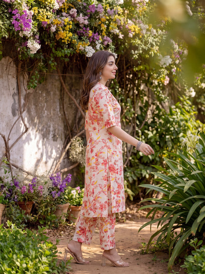 ELARA | Floral Printed Kurta Pant Set