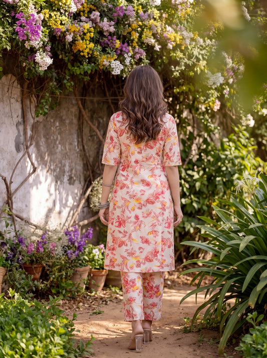 ELARA | Floral Printed Kurta Pant Set