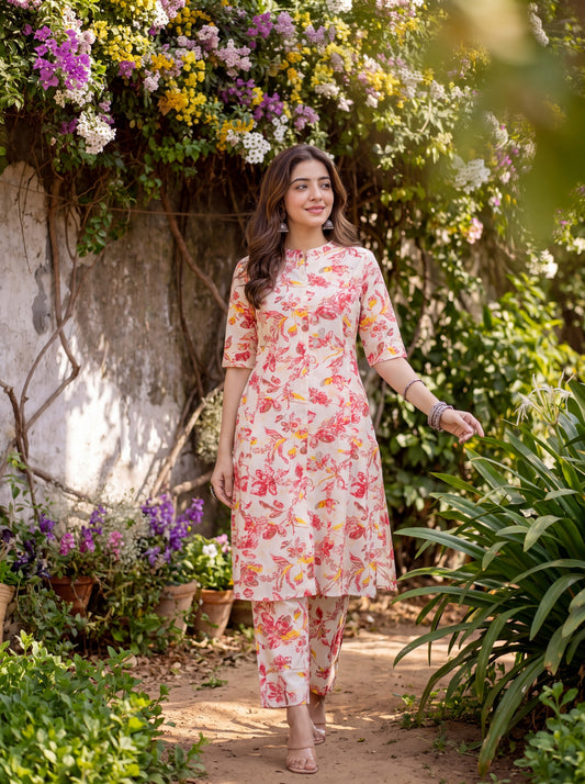 ELARA | Floral Printed Kurta Pant Set