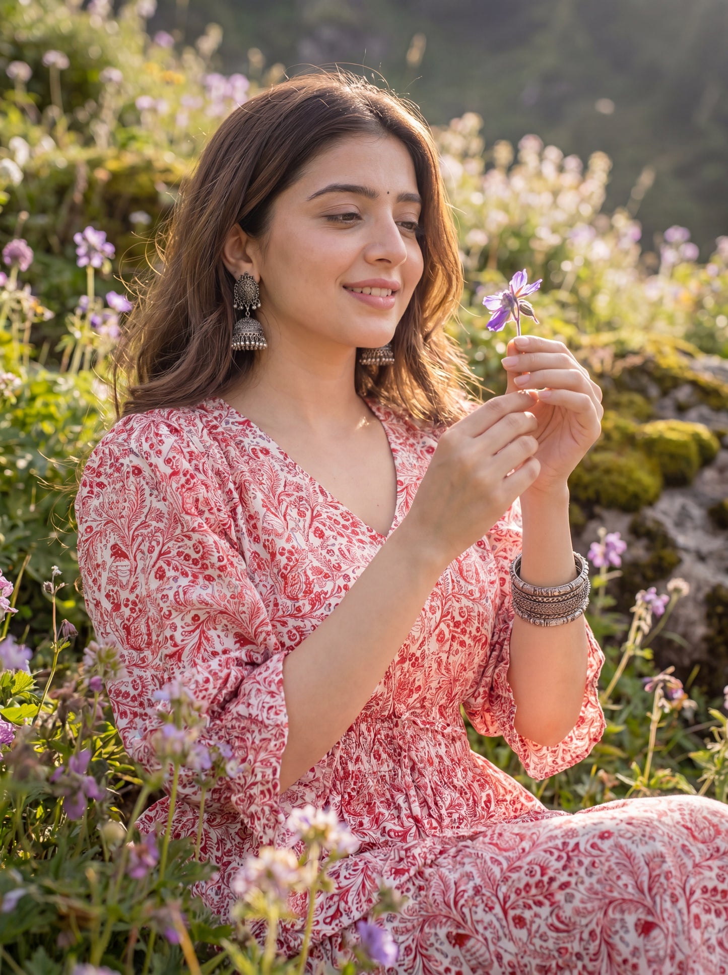 GULNAR | Red Floral Peplum Co-ord Set