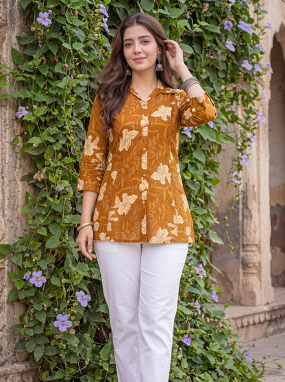 Kesar Pushup Pure Cotton Floral Top