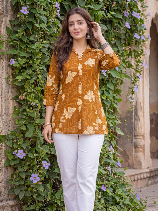 Kesar Pushup Pure Cotton Floral Top