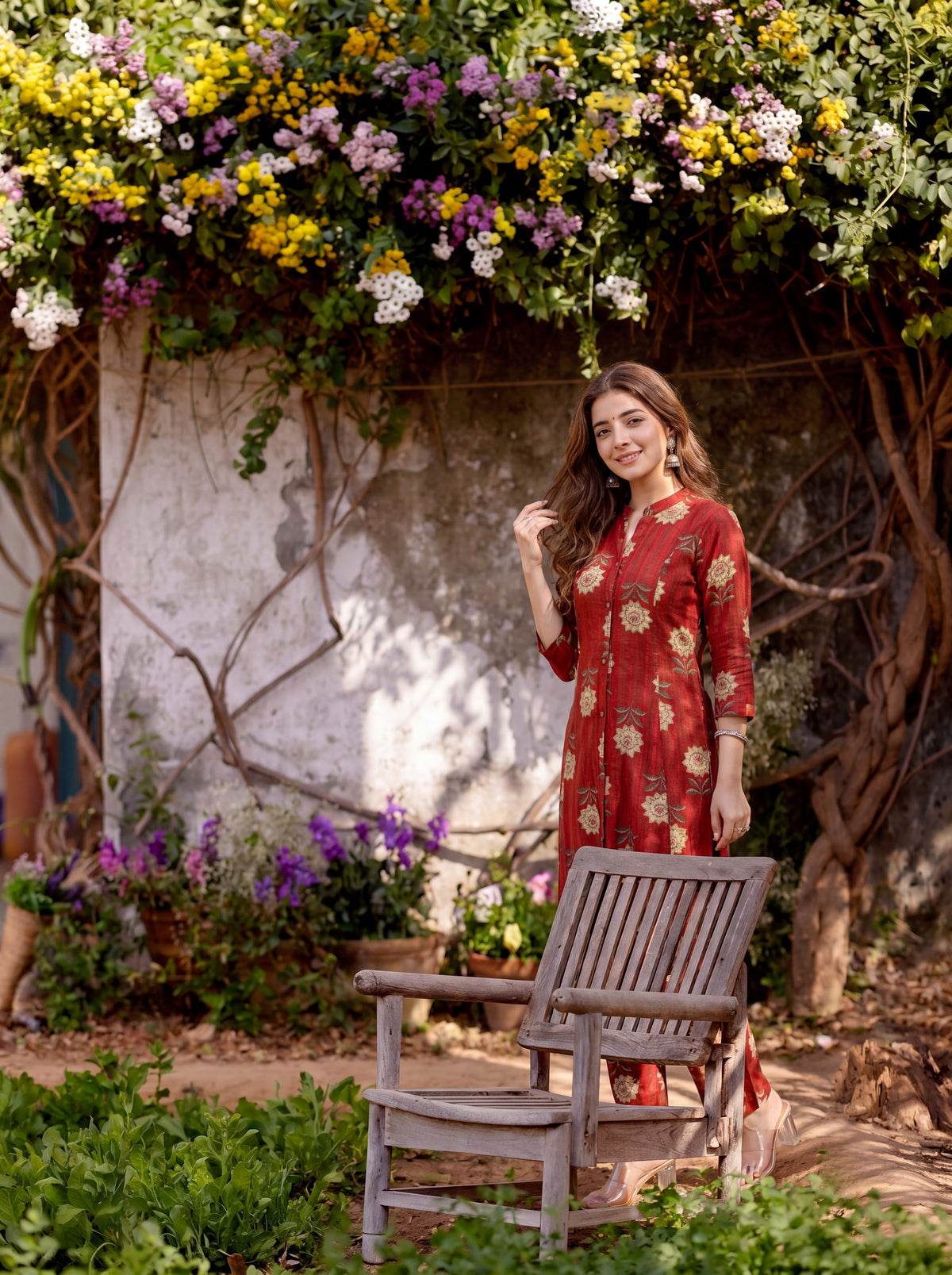 LALIMA | Red Floral Printed Kurta Pant Set