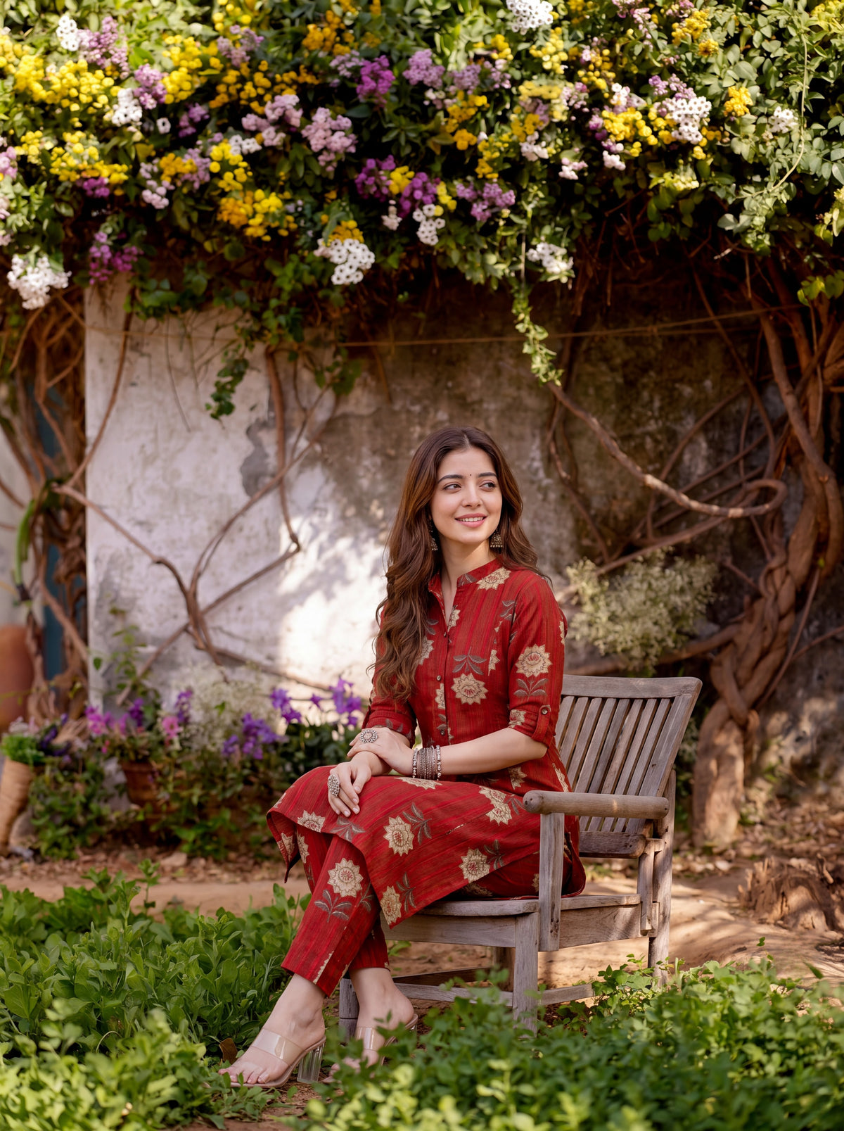 LALIMA | Red Floral Printed Kurta Pant Set