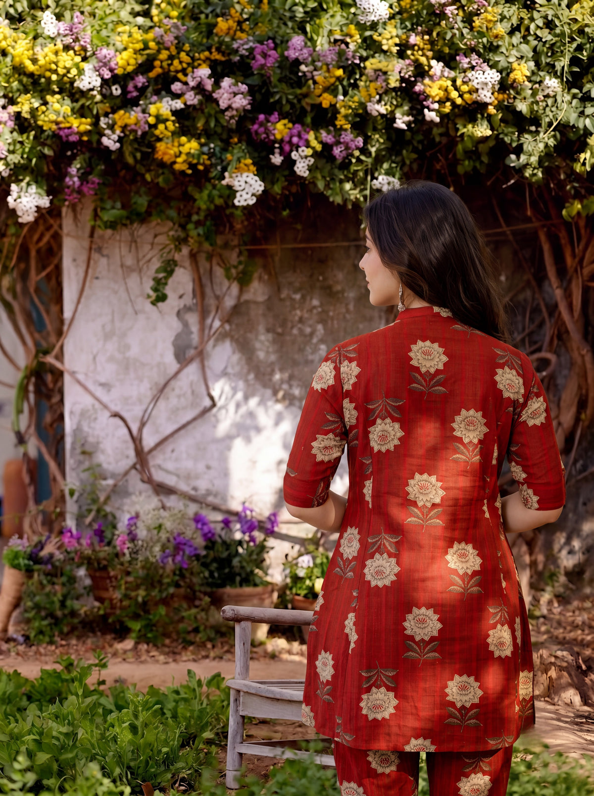 LALIMA | Red Floral Printed Kurta Pant Set