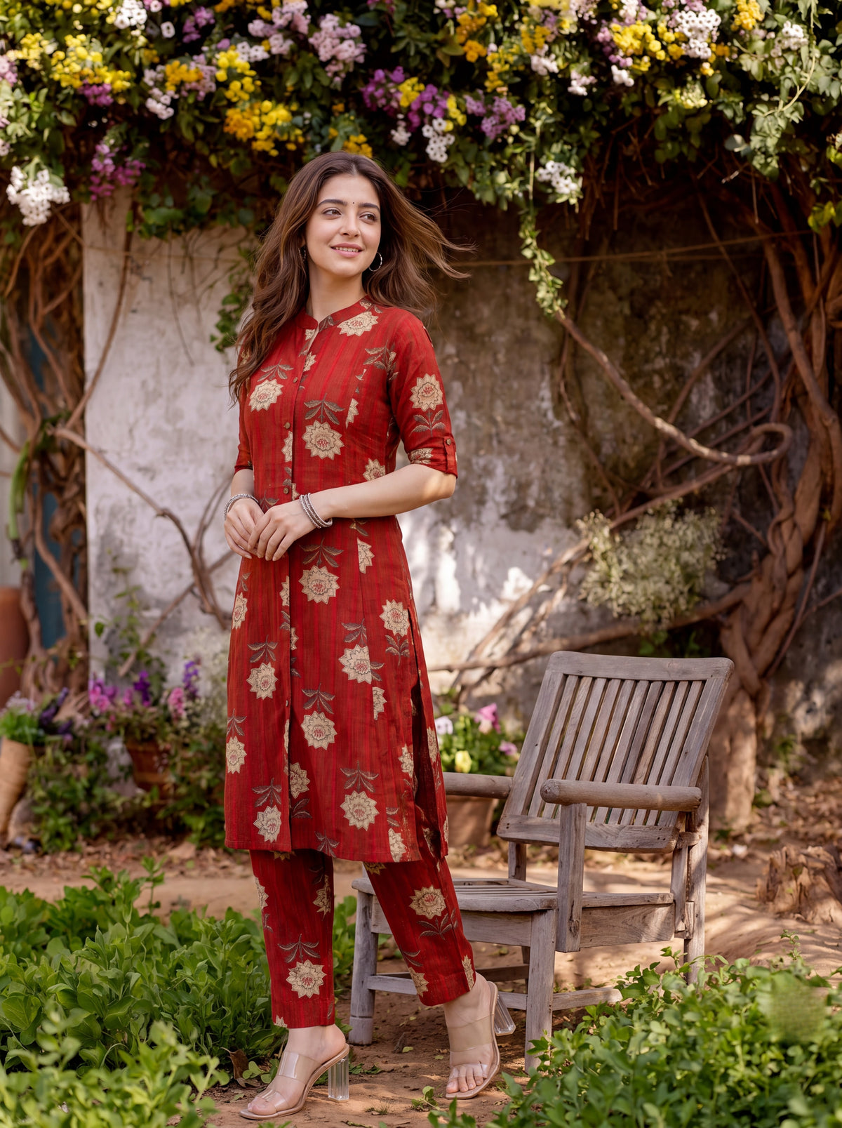 LALIMA | Red Floral Printed Kurta Pant Set