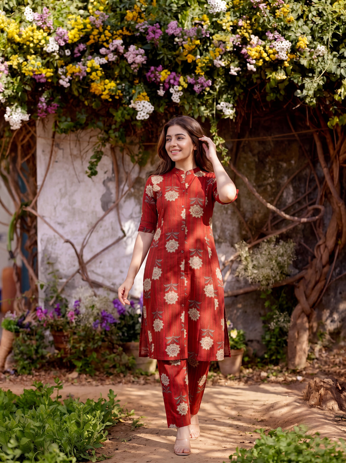 LALIMA | Red Floral Printed Kurta Pant Set