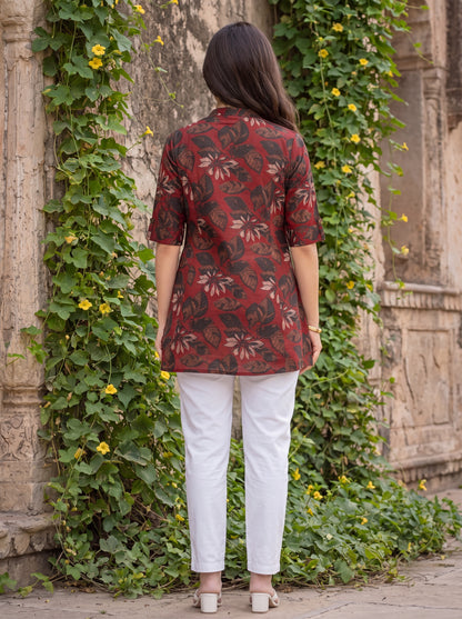 Mehroon Gul Print Top