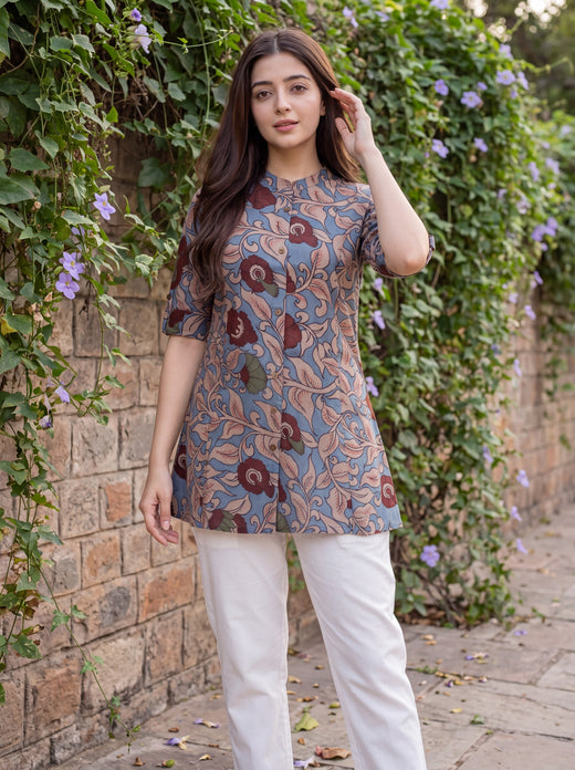 NEELAYA | Botanical Floral Printed A-Line Kurti