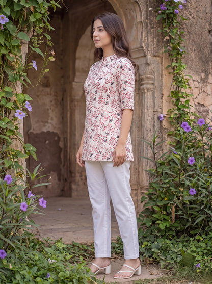 GULABI BEL | Floral Printed A-Line Kurti