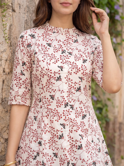 GULABI BEL | Floral Printed A-Line Kurti