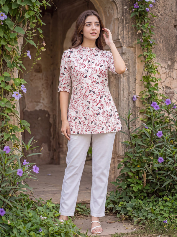 GULABI BEL | Floral Printed A-Line Kurti