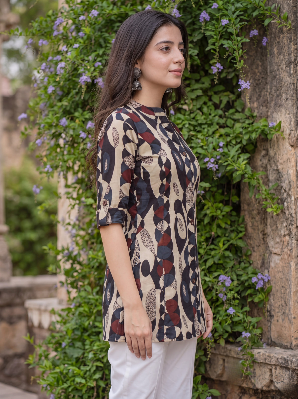Vanya Ethnic Print Cotton Short Kurti