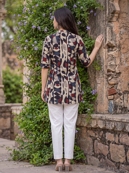 Vanya Ethnic Print Cotton Short Kurti